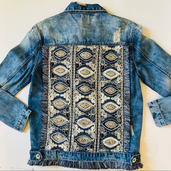 Jaase Jackets & Blazers - Bohemian Oversized frayed Denim Jacket